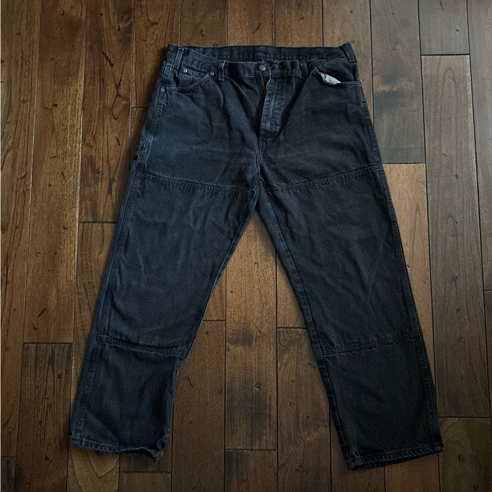 Dickies Men’s Work Pants 38x30 Black Relaxed Fit Denim Jeans Heavy Duty Casual